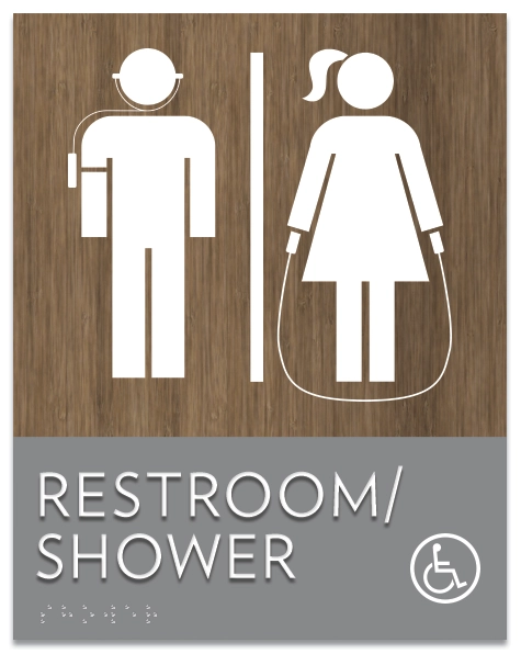 Restroom/Shower Sign w/ Male, Female, & ISA Symbols