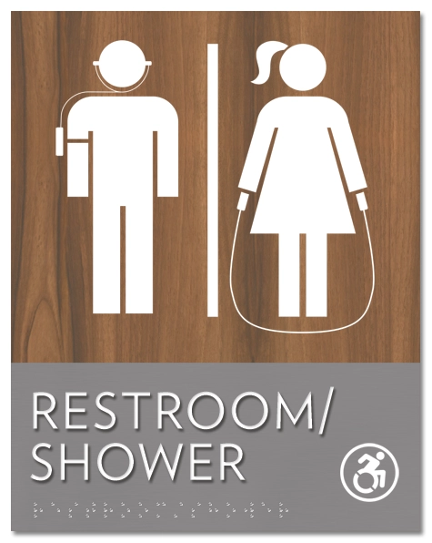 Restroom/Shower Sign w/Unisex & Dynamic ISA Symbols
