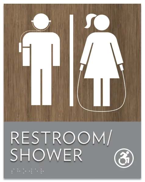 Restroom/Shower Sign w/Unisex & Dynamic ISA Symbols
