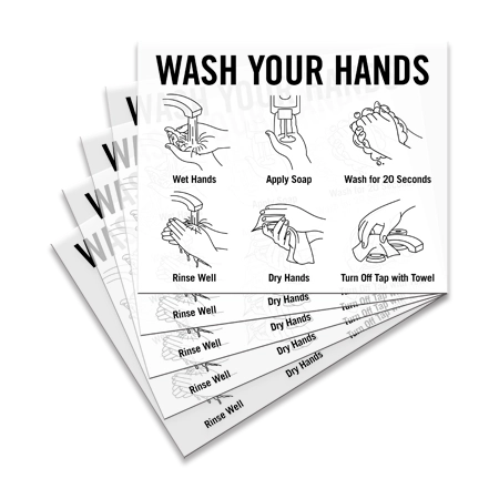Wash Your Hands  Repositionable Vinyl Sign - 5 Pack