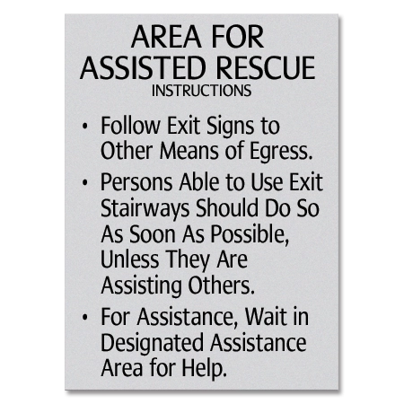 Area of Assisted Rescue Instructions Sign