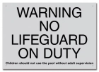 California No Lifeguard on Duty Sign