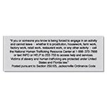 Jacksonville, Florida Human Trafficking Notice - Acrylic