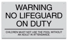 Minnesota No Lifeguard On Duty Warning Sign