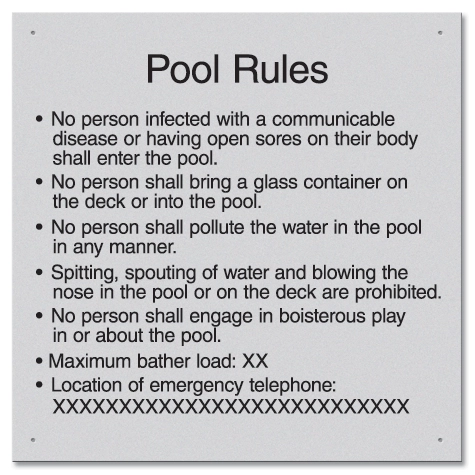 Ontario Canada Pool Rules Sign