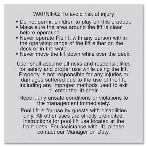 Pool Lift Instructions