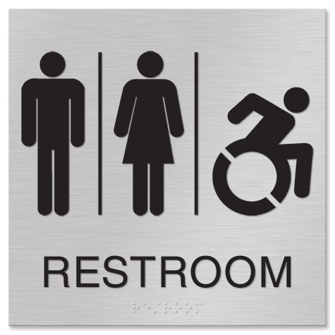 Restroom Sign w/Unisex & Dynamic ISA Symbols