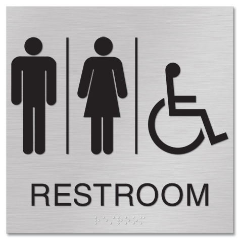 Restroom Sign w/Unisex & ISA Symbols