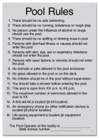 South Carolina Pool Rules Sign