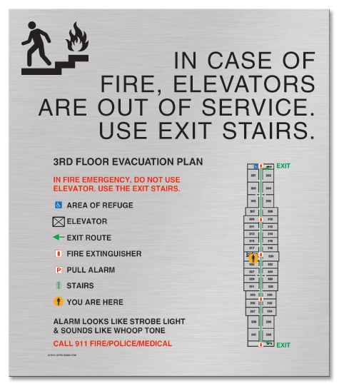 Standard Elevator Evacuation Plans - CA Compliant