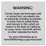 Warning Sign: Foods and Beverages