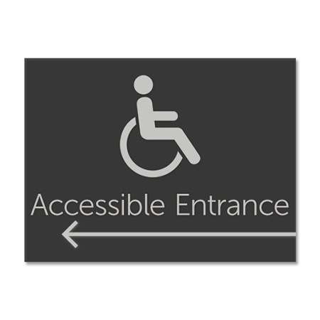 Accessible Entrance Sign w/ISA Symbol & Left Arrow