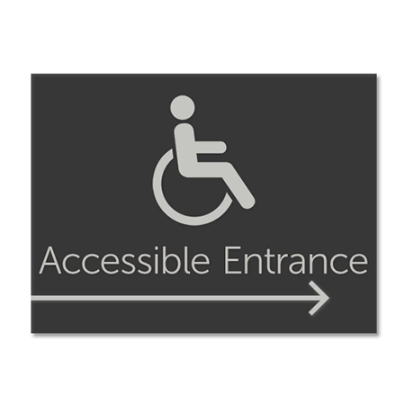 Accessible Entrance Sign w/ISA Symbol & Right Arrow
