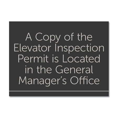 Elevator Inspection Permit Sign