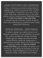 Florida Bilingual Human Trafficking Sign