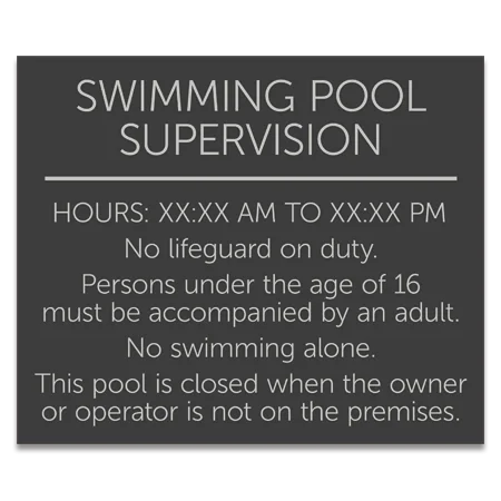 Front Desk Pool Supervision Sign - NJ Compliant