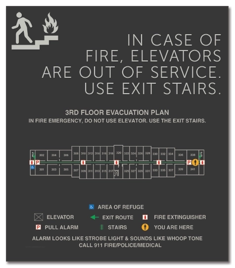 Standard Elevator Evacuation Plans- CA Compliant