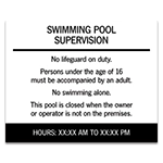 Guest Room Pool Supervision Sign - NJ Compliant