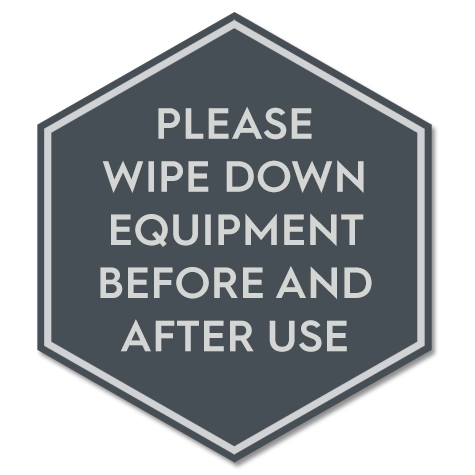 Large: Wipe Down Equipment Vinyl Sign - A - 12 Pack