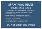 Montana Spray Pool Rules Sign