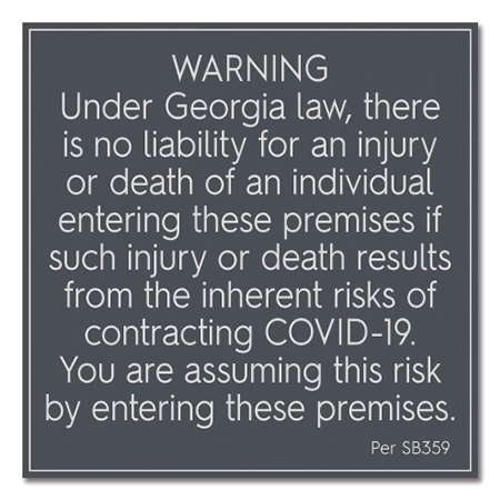 No Liability Sign - Georgia Compliant - A