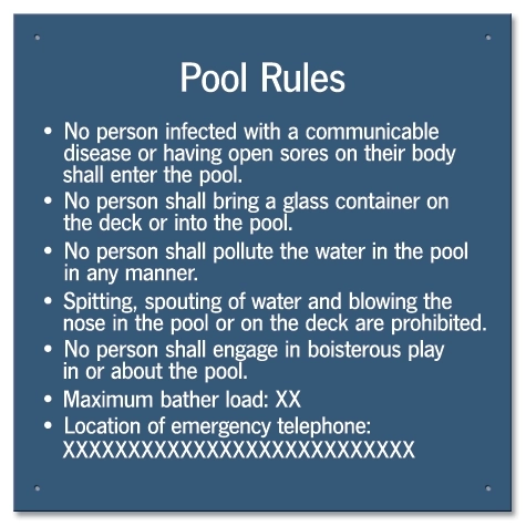 Ontario Canada Pool Rules Sign
