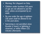 Roanoke, Virginia Pool Rules Sign