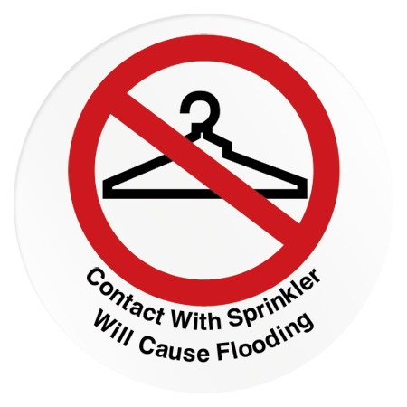 Clear Sprinkler Warning w/No Hanger Symbol; Roll of 100