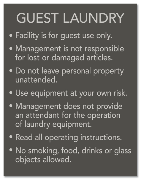 Guest Laundry Rules Sign
