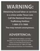 Texas Bilingual Human Trafficking Notice - Acrylic