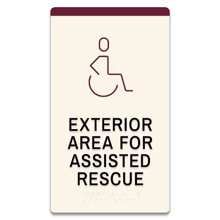 Exterior Area for Assisted Rescue Sign w/ISA Symbol