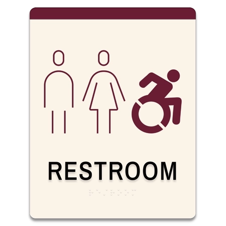 Restroom Sign w/Unisex & Dynamic ISA Symbols