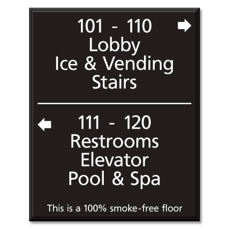 8-Line Directional Sign - 100% Smoke-Free Floor