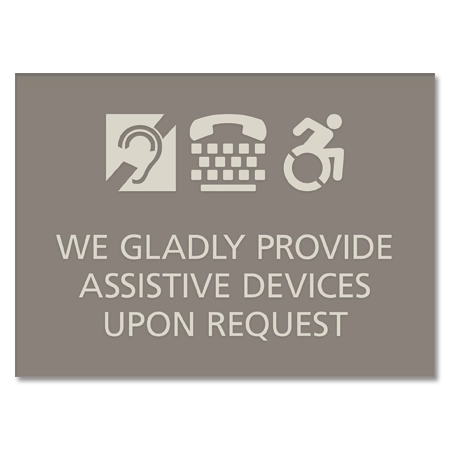 Assistive Devices Upon Request w/Symbols