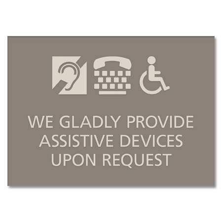 Assistive Devices Upon Request w/Symbols