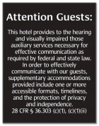 Attention Guests Sign: Hearing & Visually Impaired