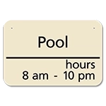Exterior Pool Sign w/Hours