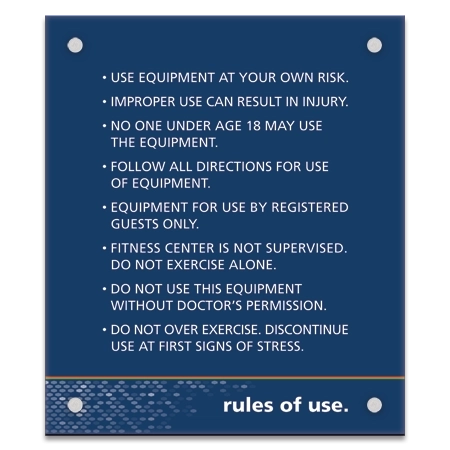 Fitness Center Rules w/Standoffs