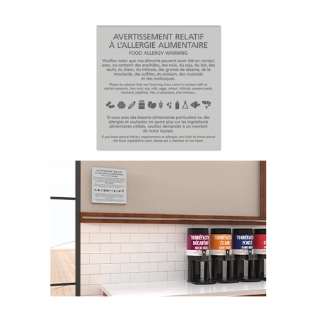 Food Allergy Warning Sign - Kinetic Scheme French-Canadian Version