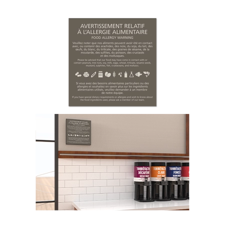 Food Allergy Warning Sign - Scenic Scheme French-Canadian Version