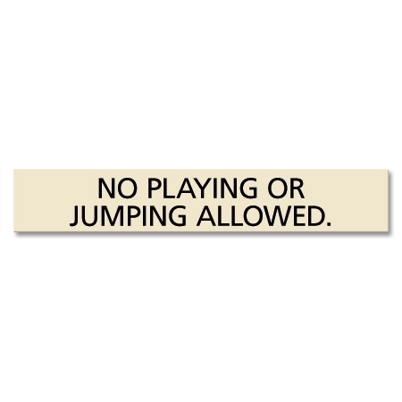 "No Playing or Jumping Allowed" Sign