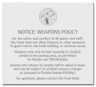 'Notice: Weapons Policy' Sign w/Symbol - FL Compliant - Acrylic Version
