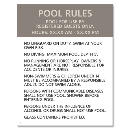 Pool Rules w/Hours (Registered Guests)