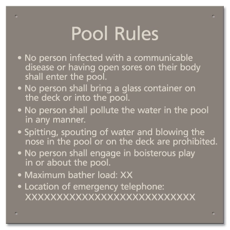 Province Pool Rules Sign - Ontario Compliant: Canada