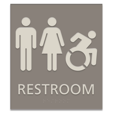 Restroom Sign w/Unisex & ISA Symbols