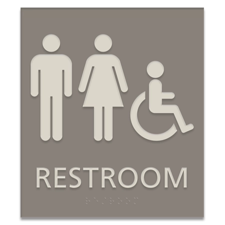 Restroom Sign w/Unisex & ISA Symbols