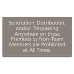 Solicitation, Distribution, and/or Trespassing Prohibited Sign