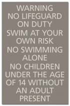 State Pool Sign - No Lifeguard - Virginia Compliant