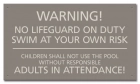 State Pool Sign - Warning: No Lifeguard - Alabama Compliant