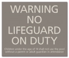 Warning No Lifeguard on Duty Sign